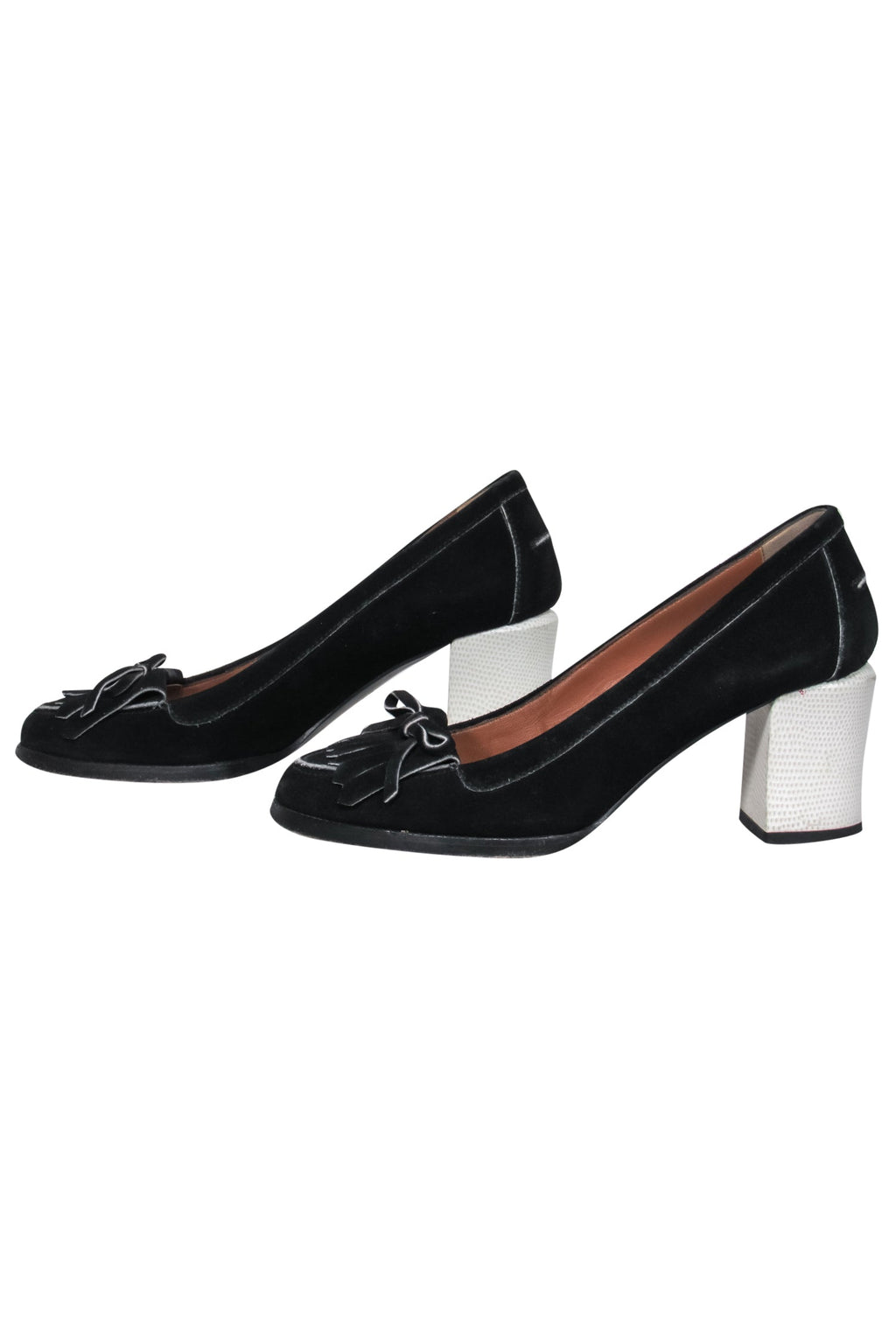 Fendi - Black Suede Loafer-Style Block Heels Sz 8