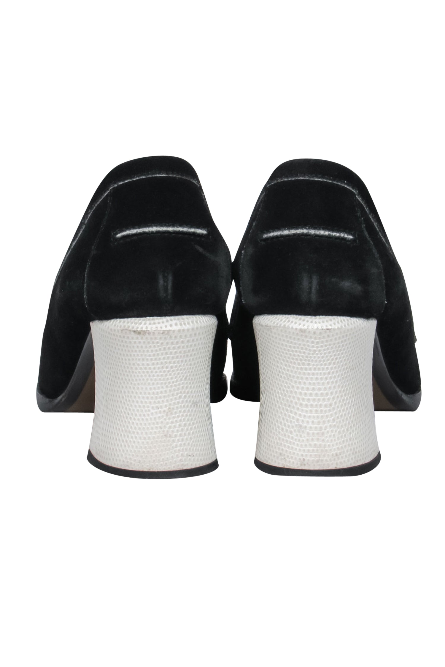 Fendi - Black Suede Loafer-Style Block Heels Sz 8