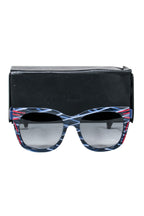 Fendi - Blue & White Print Square Sunglasses