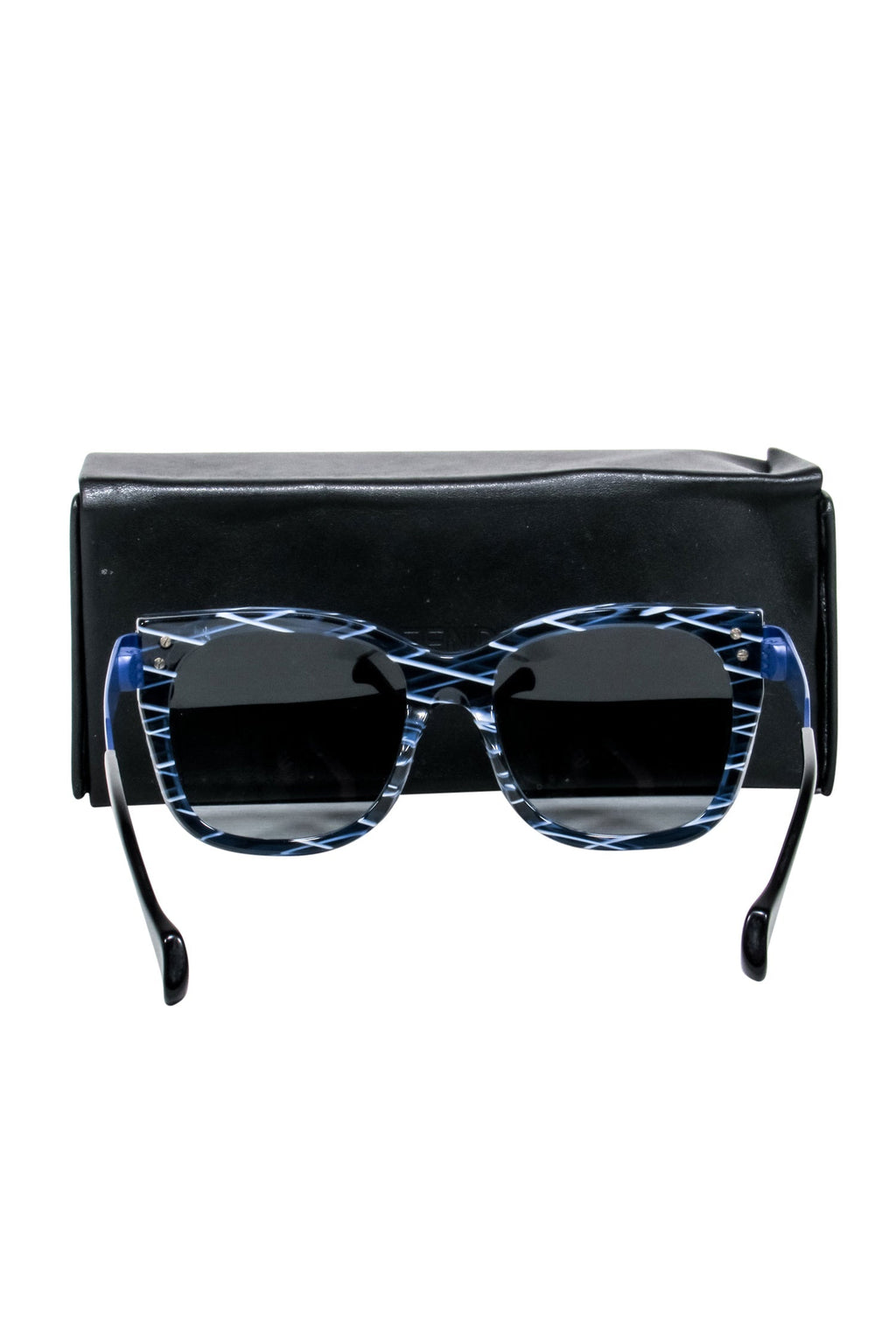 Fendi - Blue & White Print Square Sunglasses