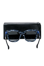 Fendi - Blue & White Print Square Sunglasses