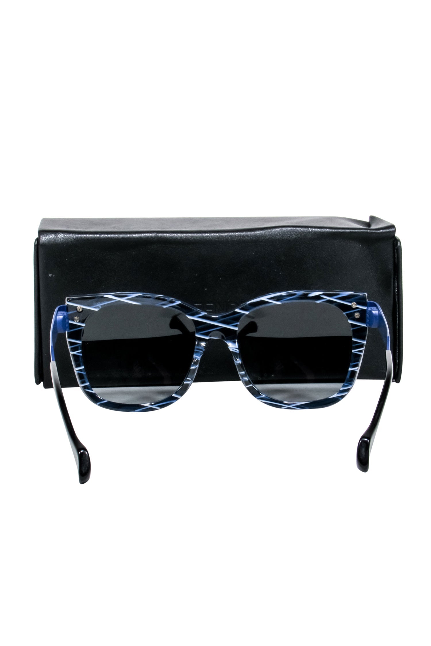 Fendi - Blue & White Print Square Sunglasses