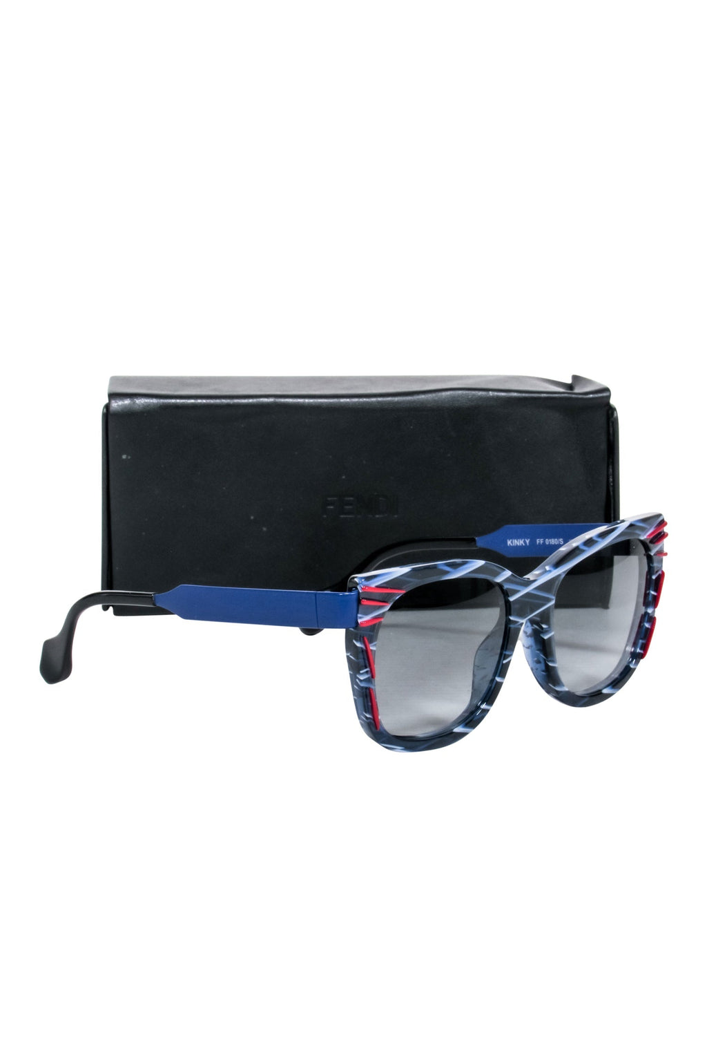 Fendi - Blue & White Print Square Sunglasses