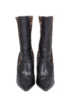 Fendi - Brown Leather & Monogram "FF" Knit Short Boots Sz 11