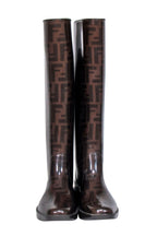 Fendi - Brown Monogram Print Platform Rain Boots Sz 5