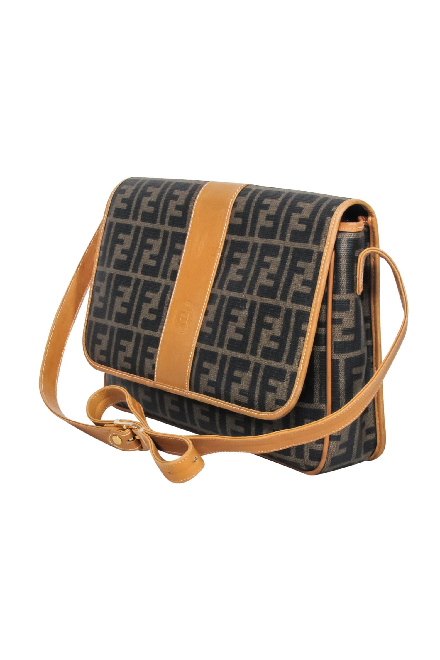 Fendi - Brown Monogram Vintage Messenger Shoulder Bag