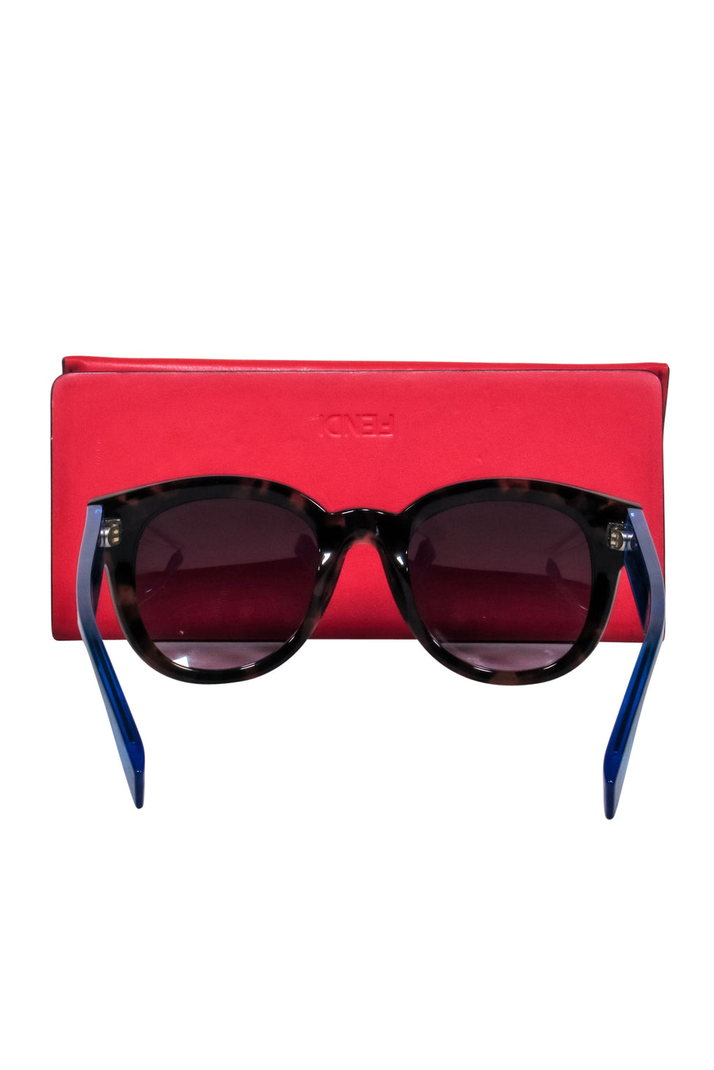 Fendi - Brown Tortoise Frames w/Iridescent Blue Leg Sunglasses