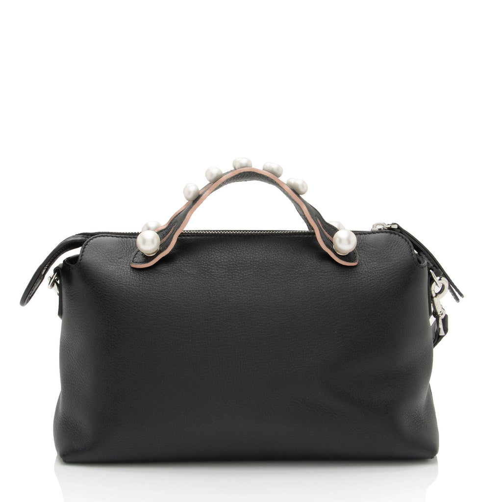 Fendi Calfskin Faux Pearl Embellished By The Way Medium Satchel (SHF-r853Zx)