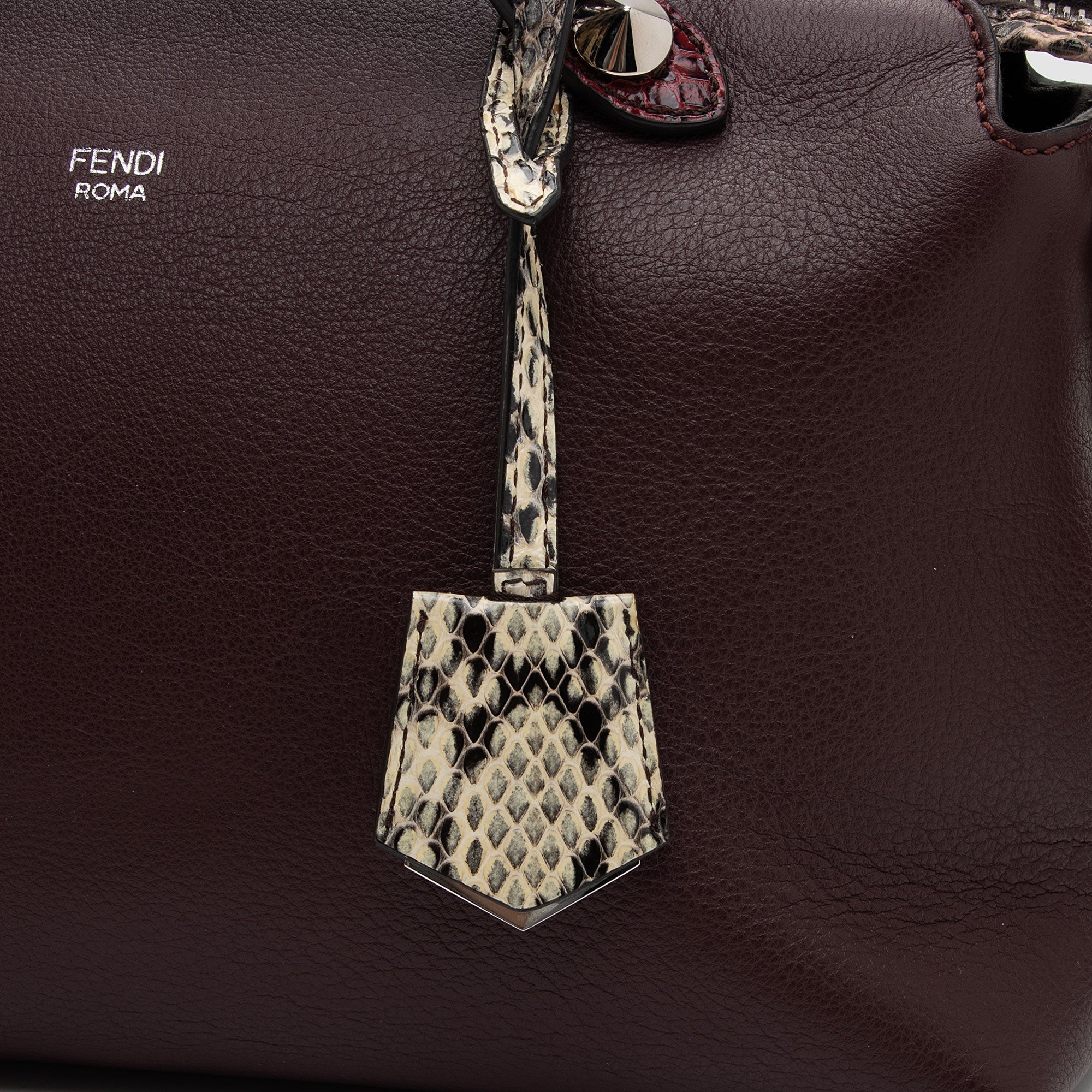Fendi Calfskin Python By The Way Small Boston Bag (SHF-yJjZI0)