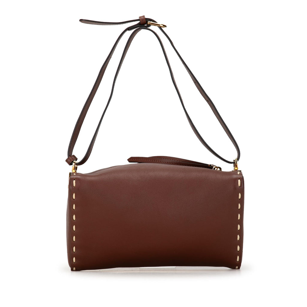Fendi Calfskin Selleria Triangle Shoulder Bag (SHG-wv4LIw)