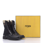 FENDI CALFSKIN STRETCH FABRIC ROCKOKO BIKER BOOTS