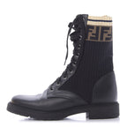 FENDI CALFSKIN STRETCH FABRIC ROCKOKO BIKER BOOTS