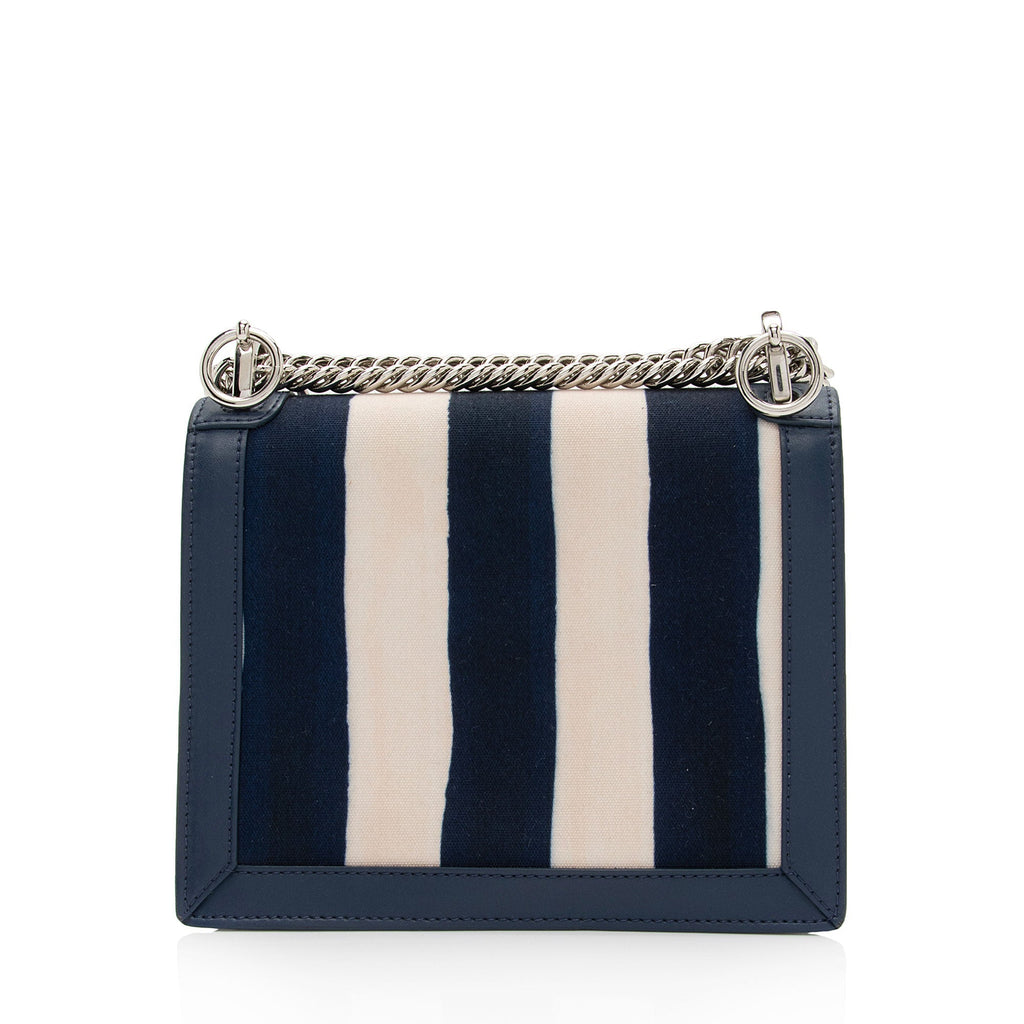 Fendi Calfskin Striped Canvas Kan I Small Shoulder Bag (SHF-yQIdt1)