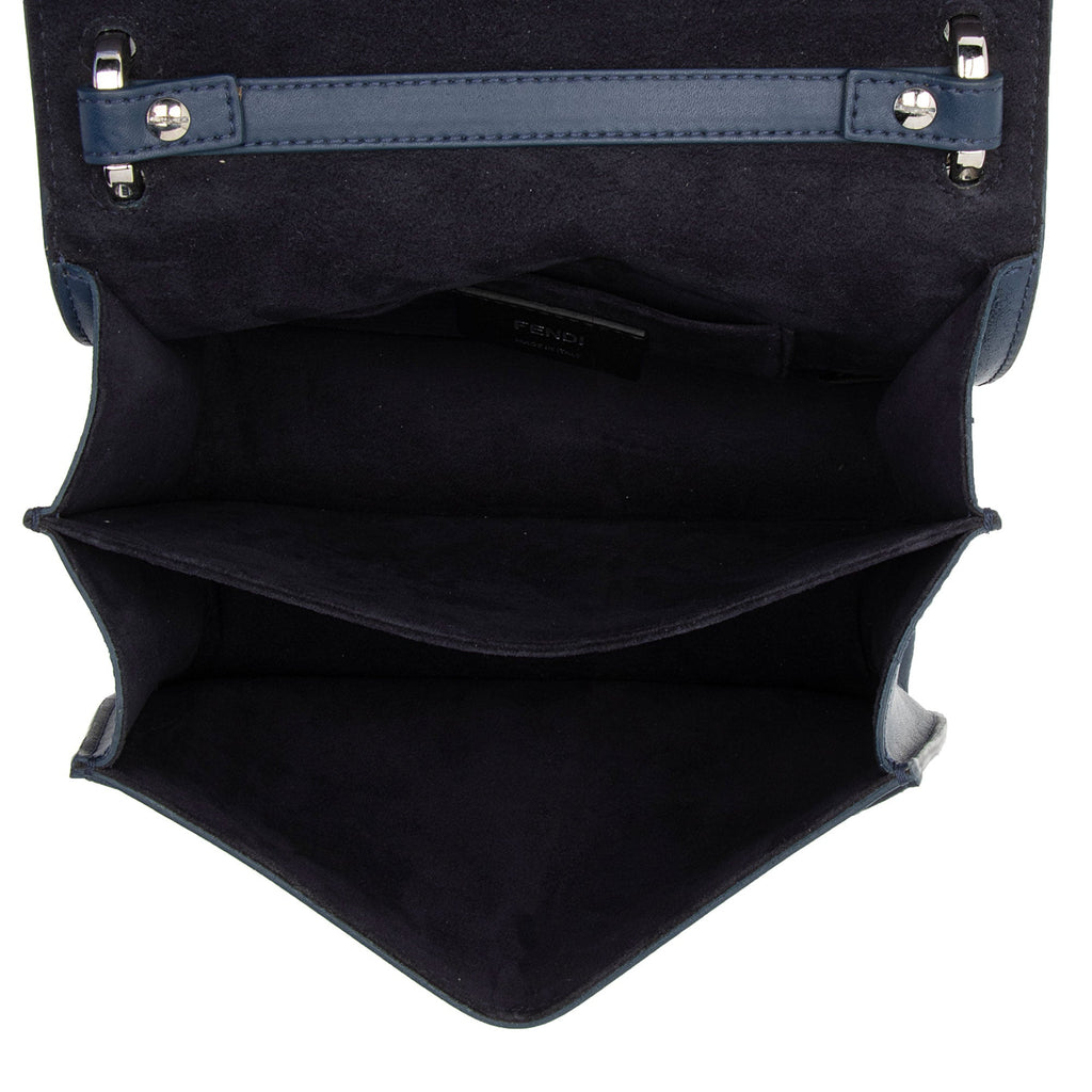 Fendi Calfskin Striped Canvas Kan I Small Shoulder Bag (SHF-yQIdt1)