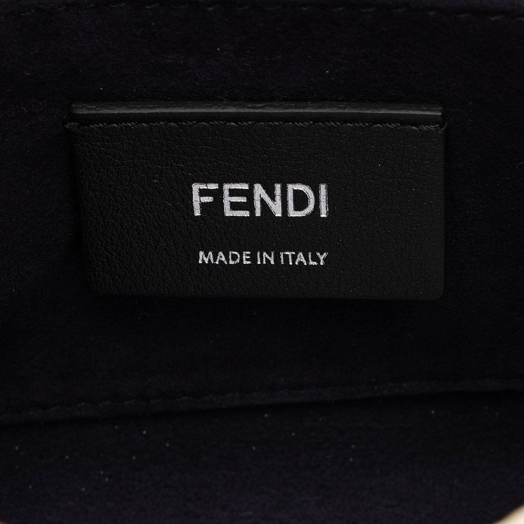 Fendi Calfskin Striped Canvas Kan I Small Shoulder Bag (SHF-yQIdt1)