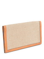 Fendi Canvas Leather Flap Wallet Beige Brown
