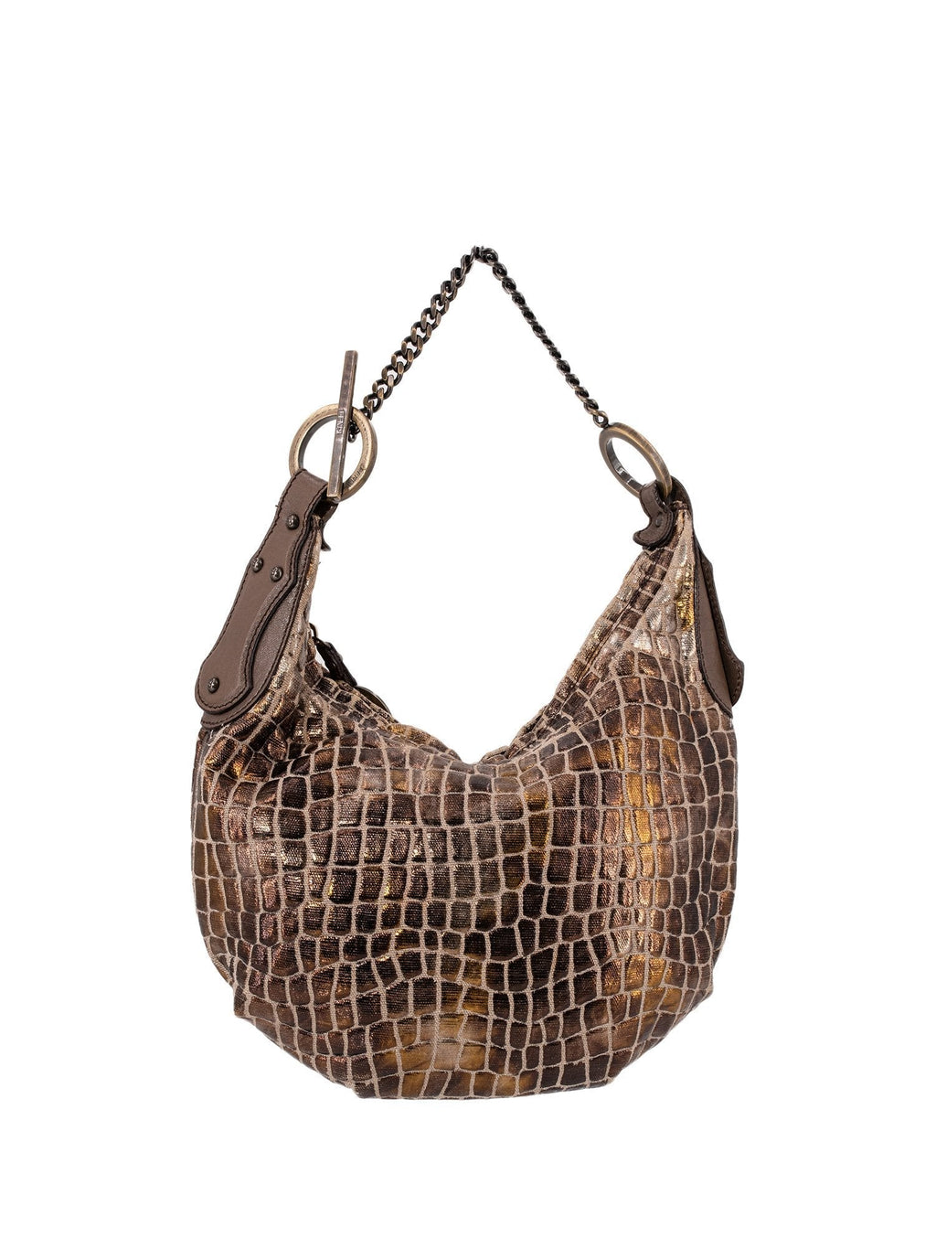 Fendi Croc Embossed Mini Chef Bag Bronze