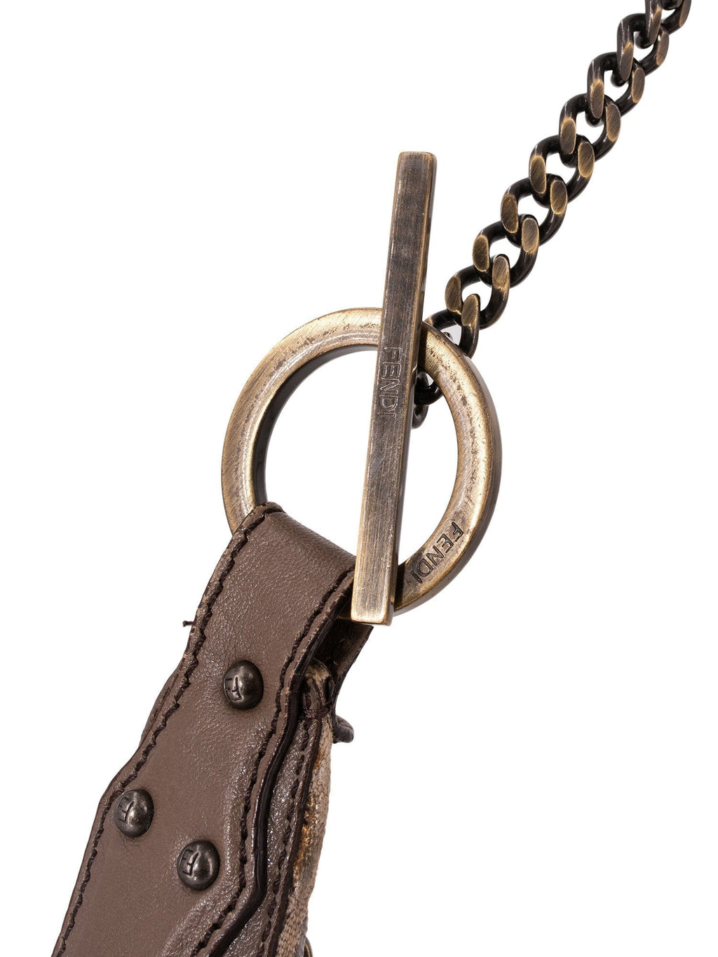 Fendi Croc Embossed Mini Chef Bag Bronze