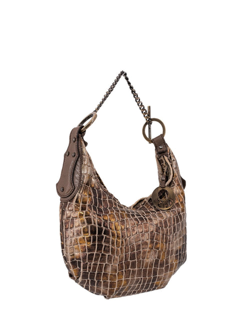 Fendi Croc Embossed Mini Chef Bag Bronze