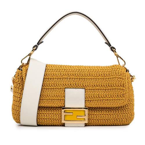 Fendi Crochet Raffia Baguette Satchel (SHG-qh4feG)