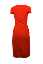 Fendi - Deep Orange Textured Floral Print Short Sleeve Dress Sz 6