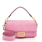 Fendi Embossed Leather FF 1974 Baguette Shoulder Bag (SHF-nc63Ja)