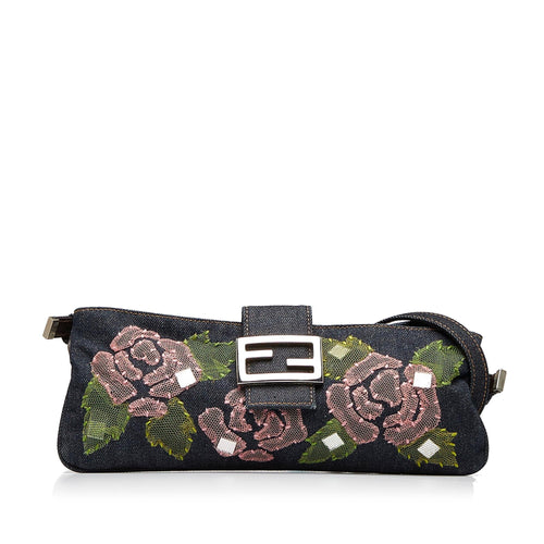 Fendi Embroidered Denim Baguette (SHG-5ryBUo)