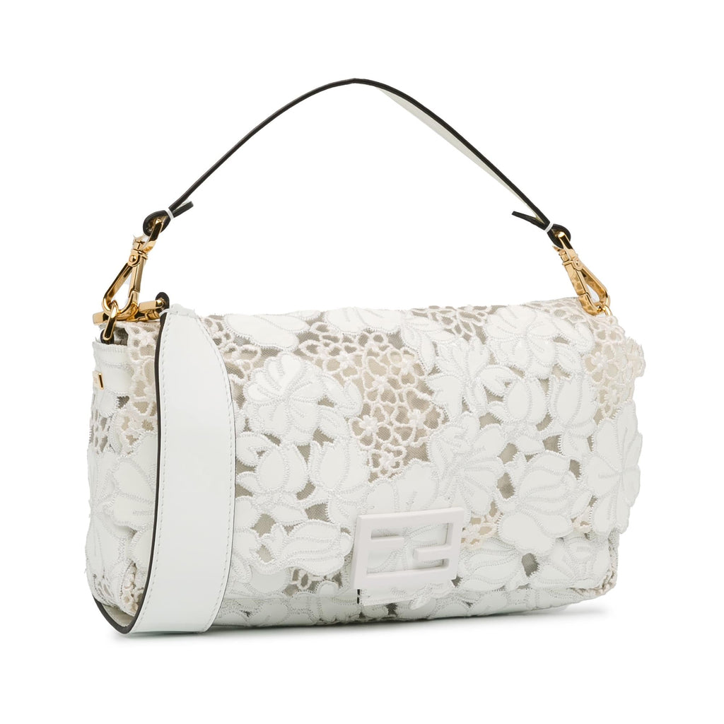 Fendi Embroidered Lace Baguette Satchel (SHG-iD9Gxu)