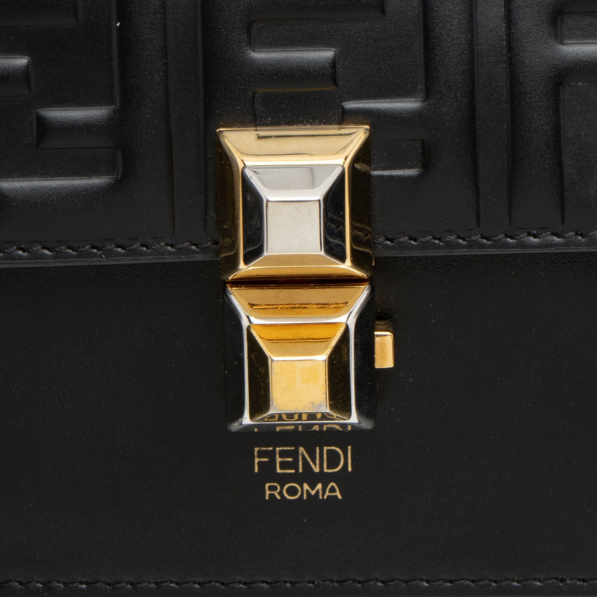 Fendi FF Embossed Calfskin Kan I Small Shoulder Bag (SHF-V5TTUT)