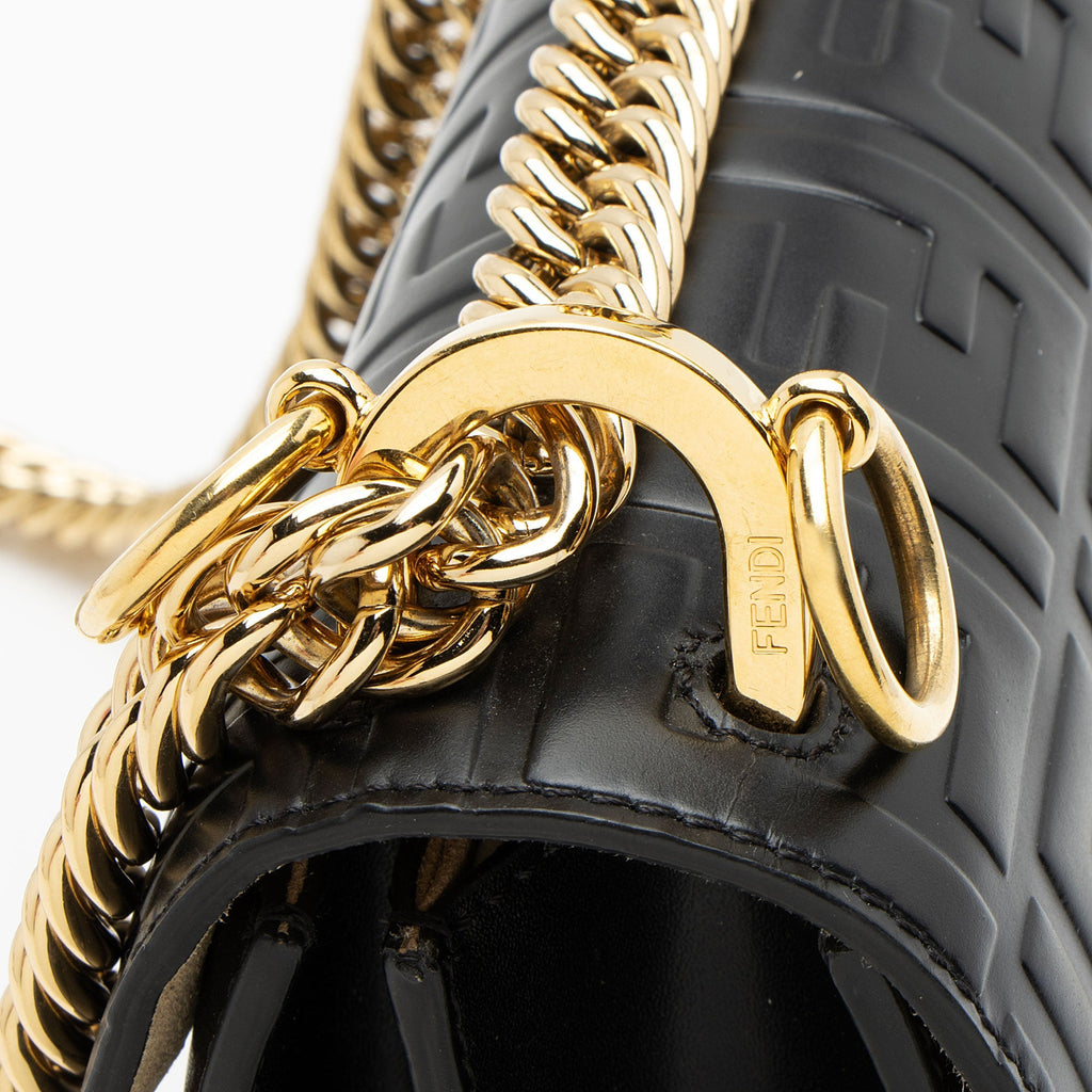 Fendi FF Embossed Calfskin Kan I Small Shoulder Bag (SHF-V5TTUT)