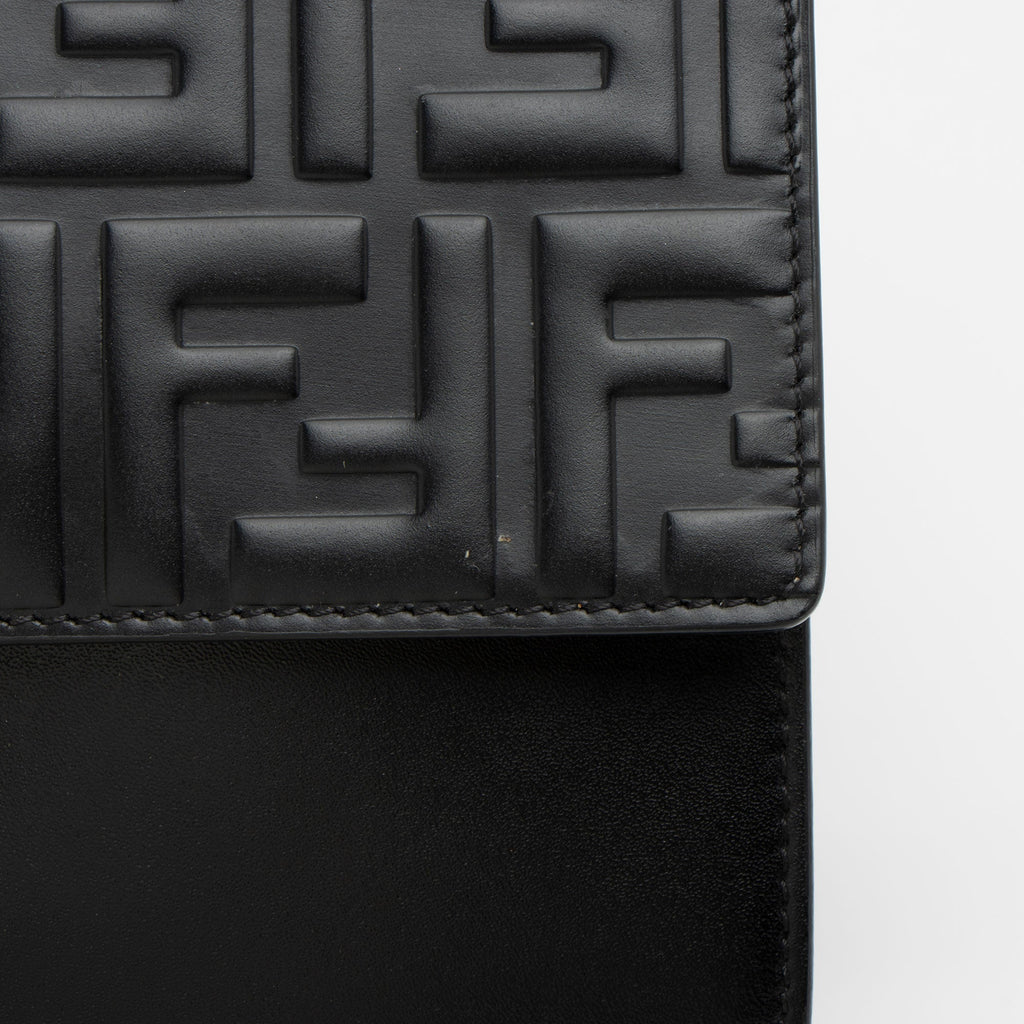 Fendi FF Embossed Calfskin Kan I Small Shoulder Bag (SHF-V5TTUT)