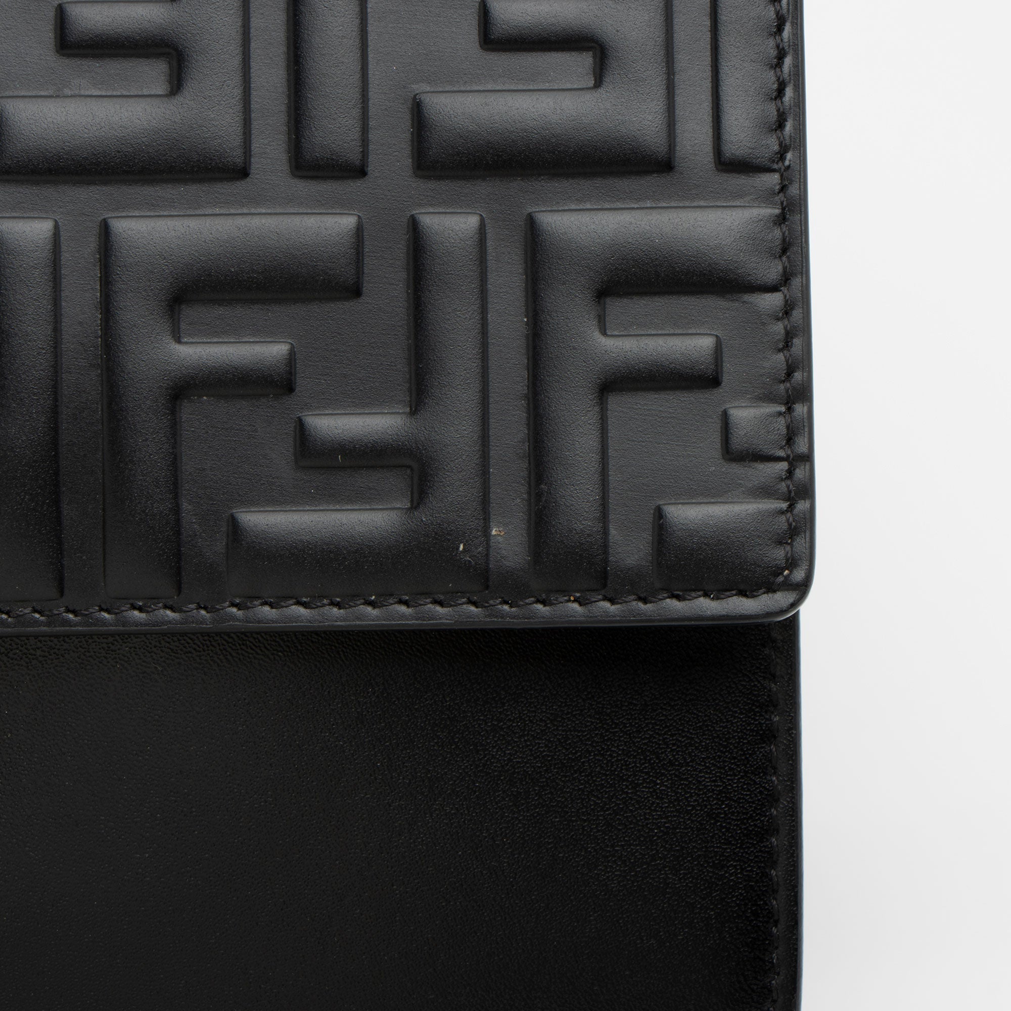 Fendi FF Embossed Calfskin Kan I Small Shoulder Bag (SHF-V5TTUT)