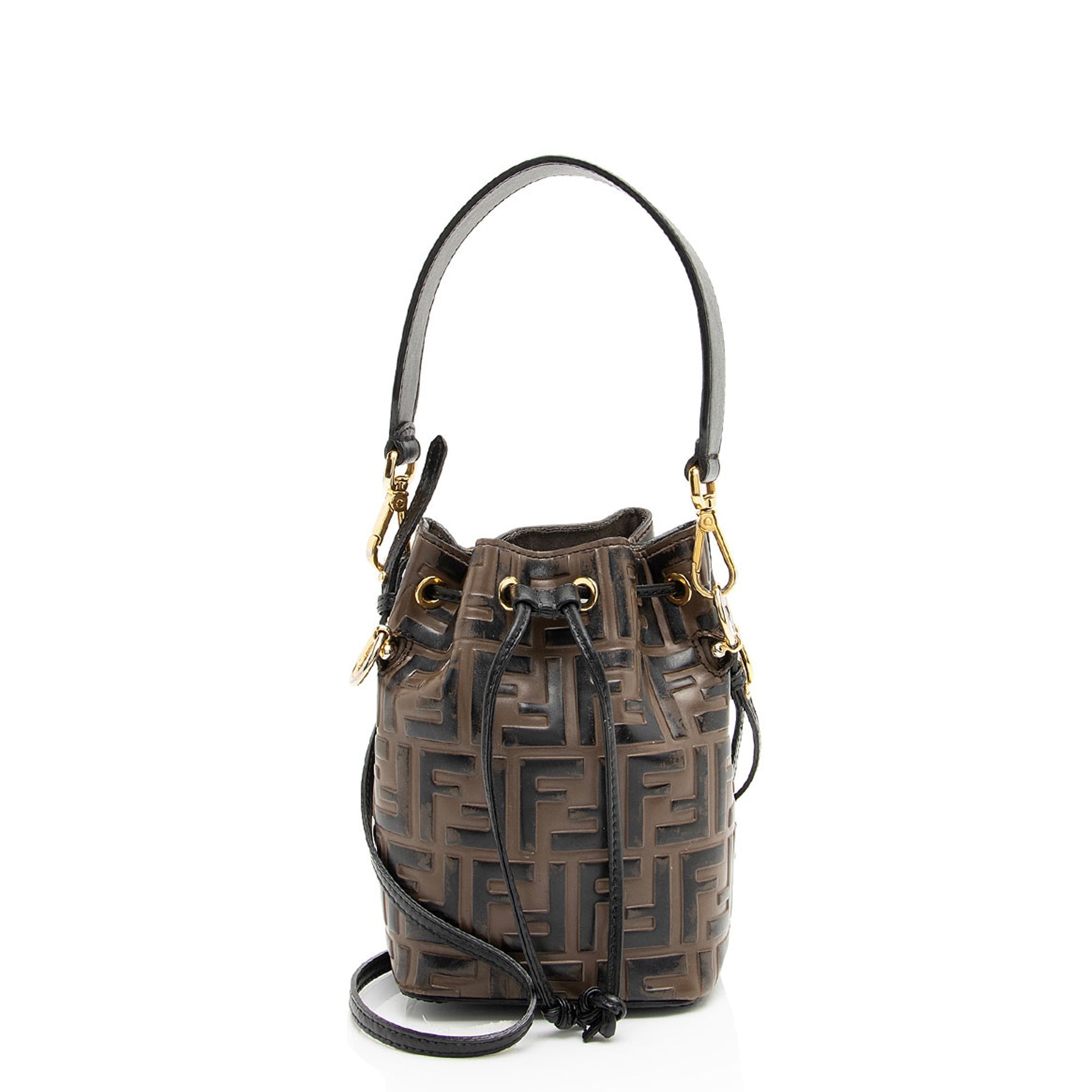 Fendi FF Embossed Calfskin Mon Tresor Mini Bucket Bag - FINAL SALE (SHF-kHTP1s)