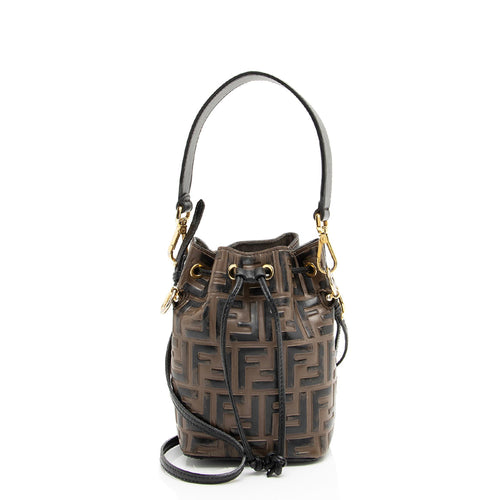 Fendi FF Embossed Calfskin Mon Tresor Mini Bucket Bag - FINAL SALE (SHF-kHTP1s)