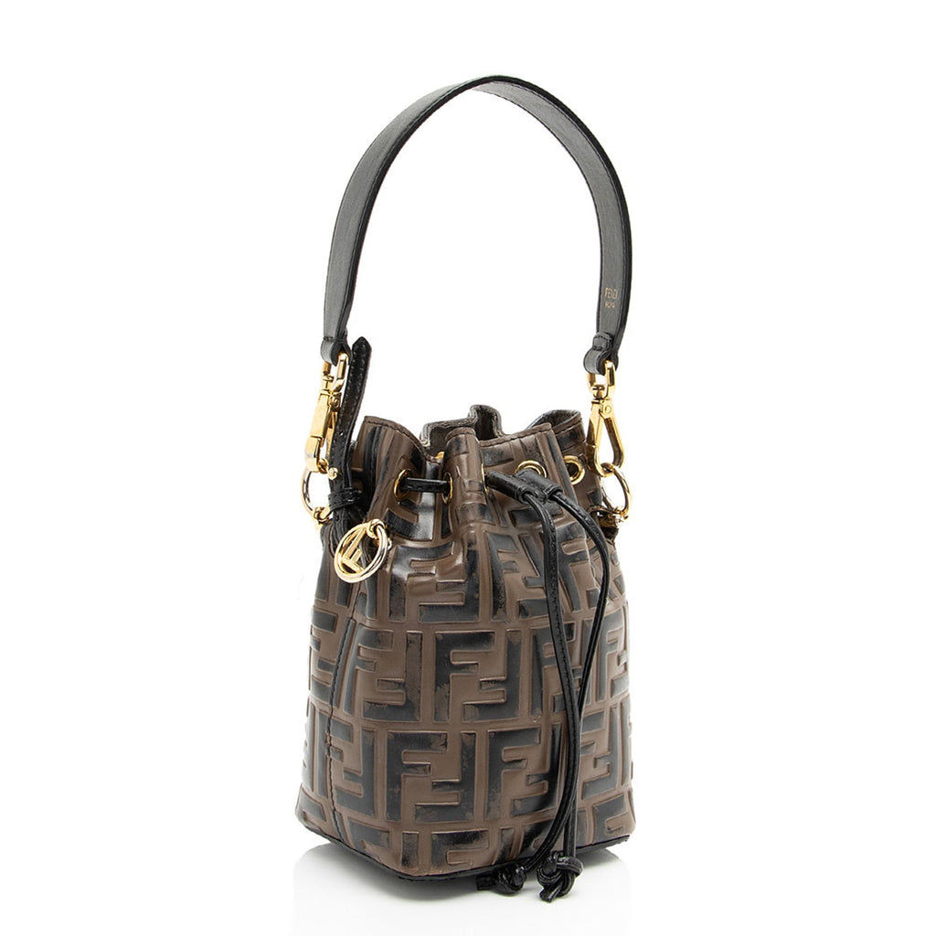 Fendi FF Embossed Calfskin Mon Tresor Mini Bucket Bag - FINAL SALE (SHF-kHTP1s)