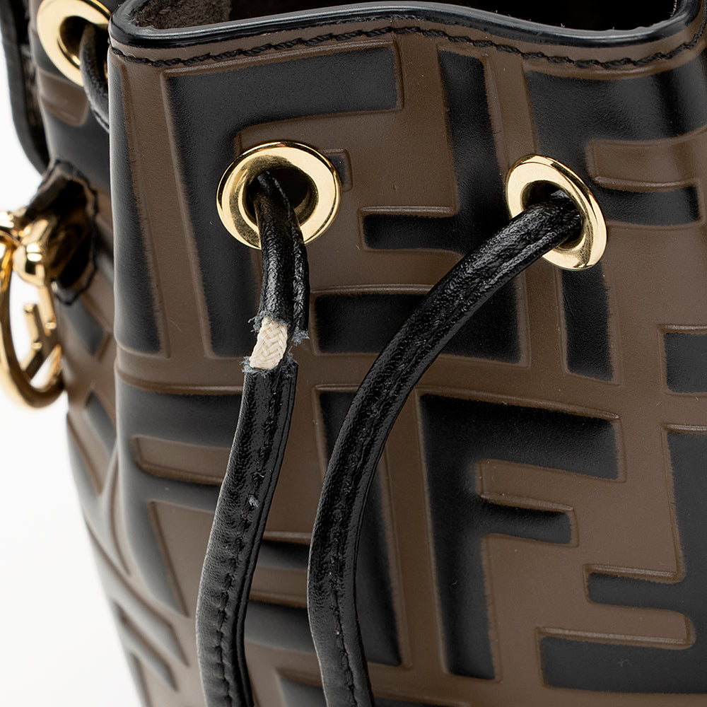 Fendi FF Embossed Calfskin Mon Tresor Mini Bucket Bag (SHF-18974)
