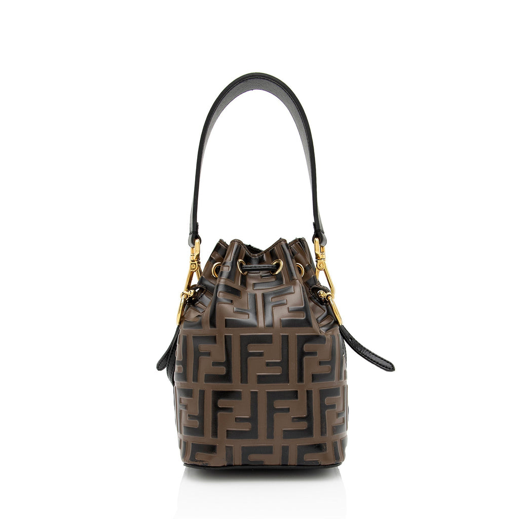 Fendi FF Embossed Calfskin Mon Tresor Mini Bucket Bag (SHF-mo1hOL)