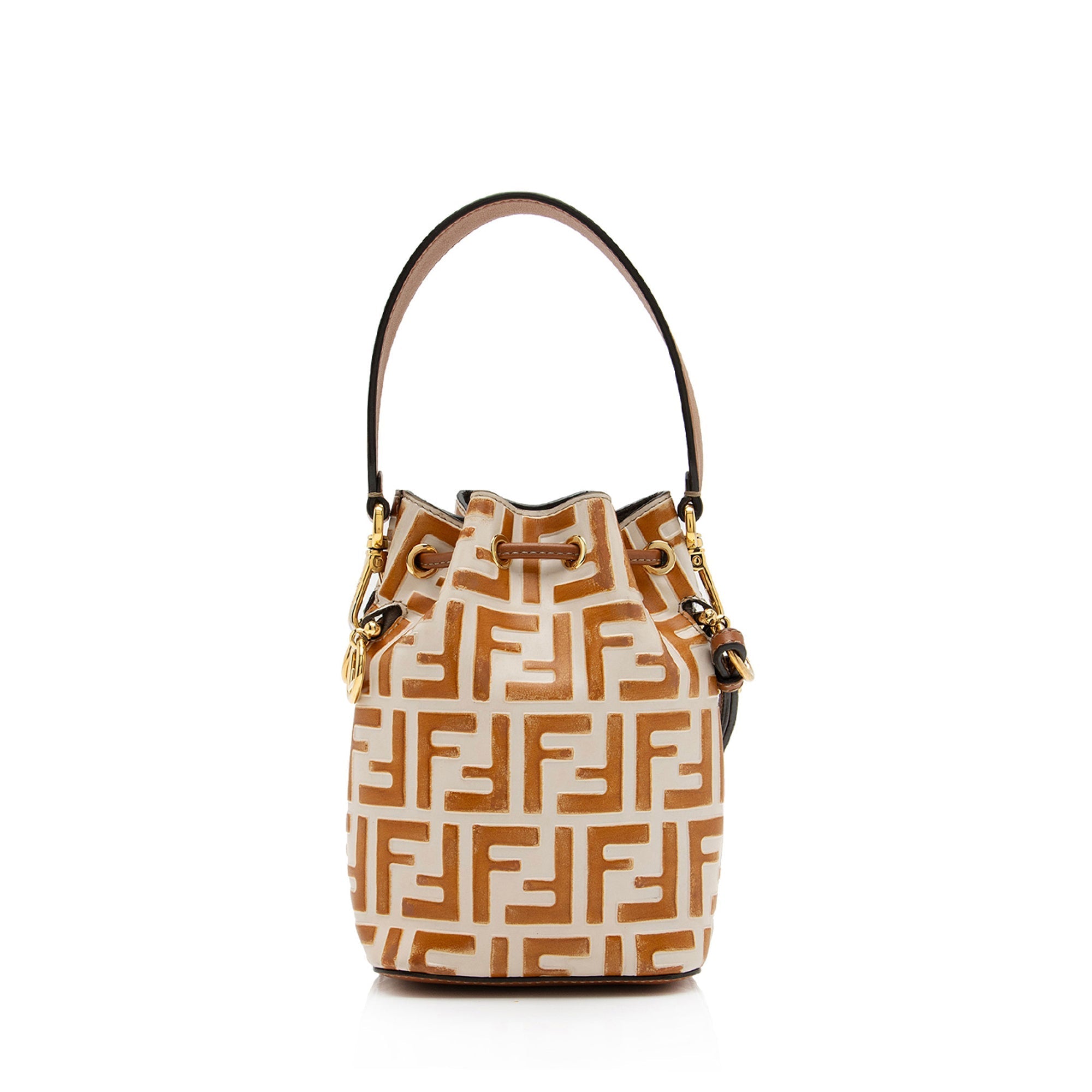Fendi FF Embossed Calfskin Mon Tresor Mini Bucket Bag (SHF-ubOHeg)