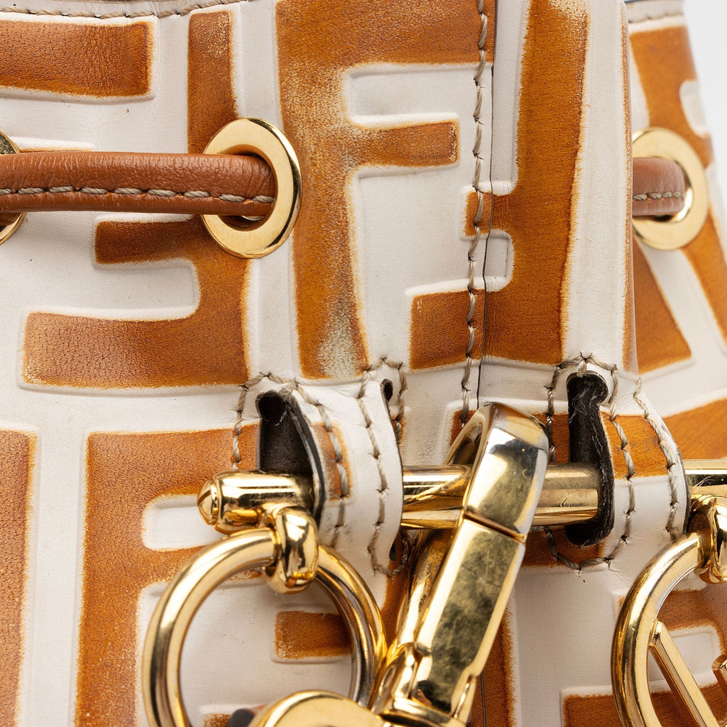 Fendi FF Embossed Calfskin Mon Tresor Mini Bucket Bag (SHF-ubOHeg)