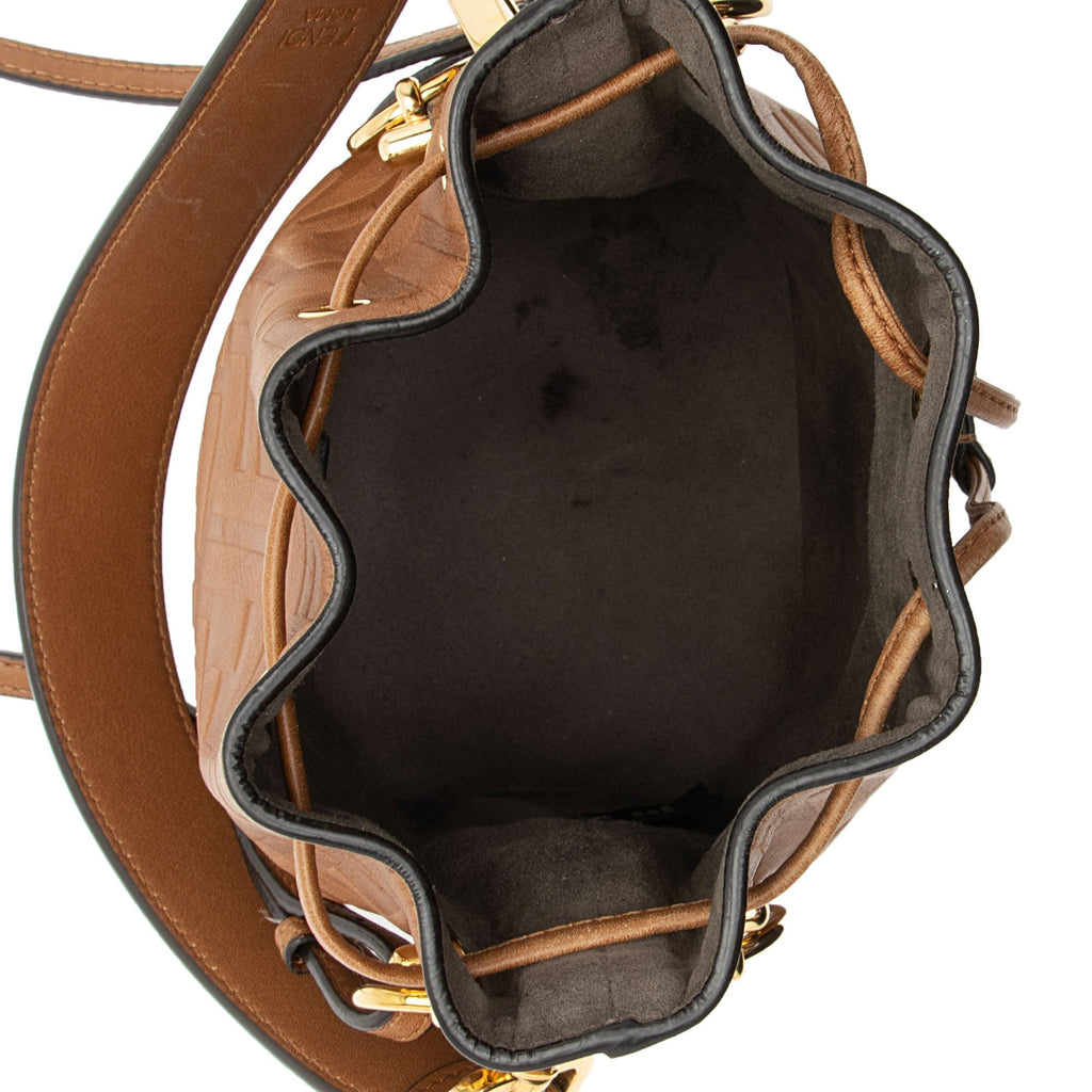 Fendi FF Embossed Calfskin Mon Tresor Mini Bucket Bag (SHF-E3Olct)