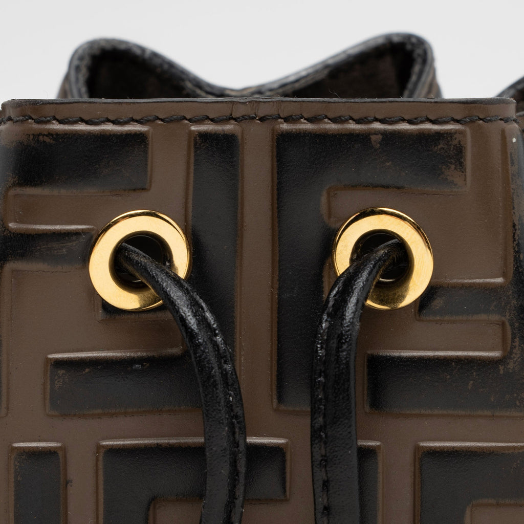 Fendi FF Embossed Calfskin Mon Tresor Mini Bucket Bag (SHF-ci9vp1)