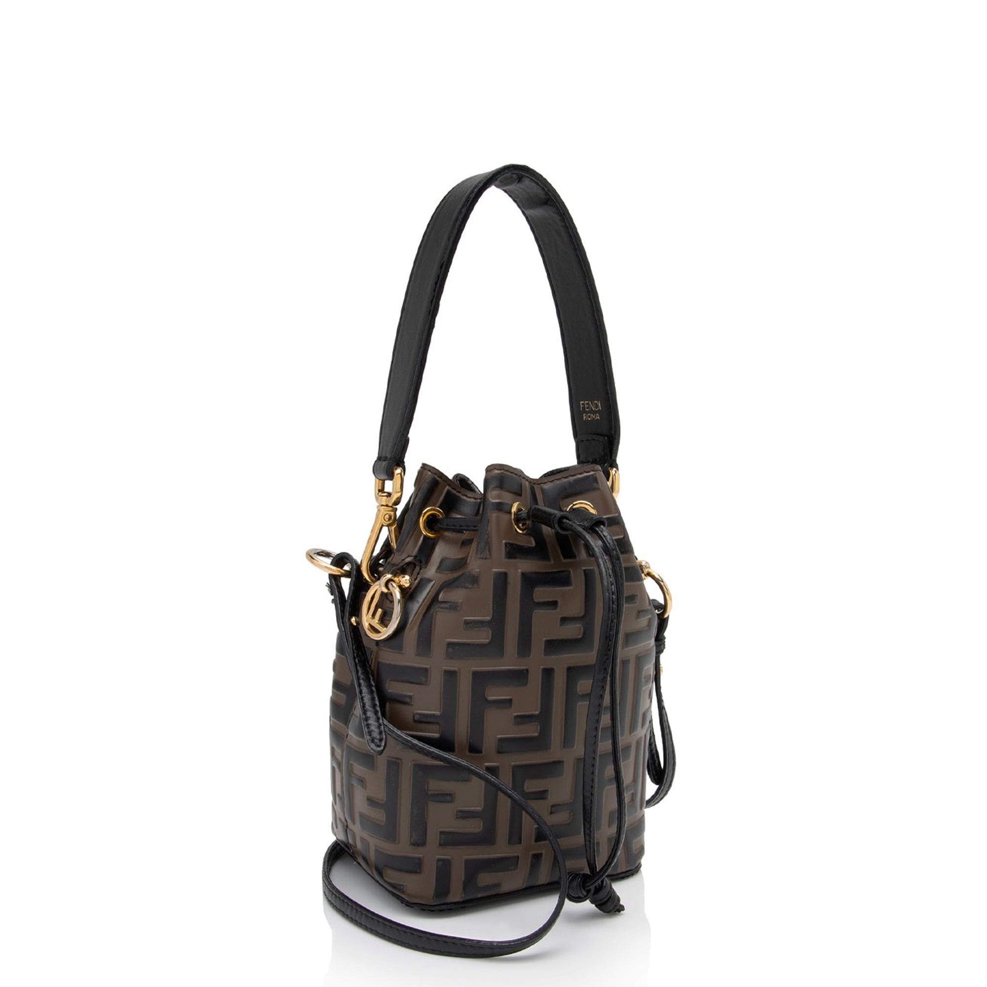 Fendi FF Embossed Calfskin Mon Tresor Mini Bucket Bag (SHF-ci9vp1)