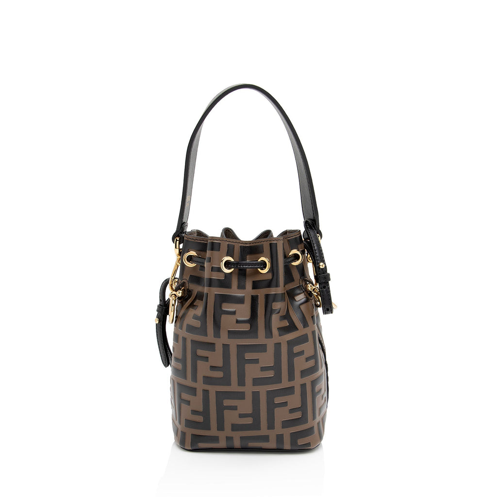 Fendi FF Embossed Calfskin Mon Tresor Mini Bucket Bag (SHF-NZkK6E)
