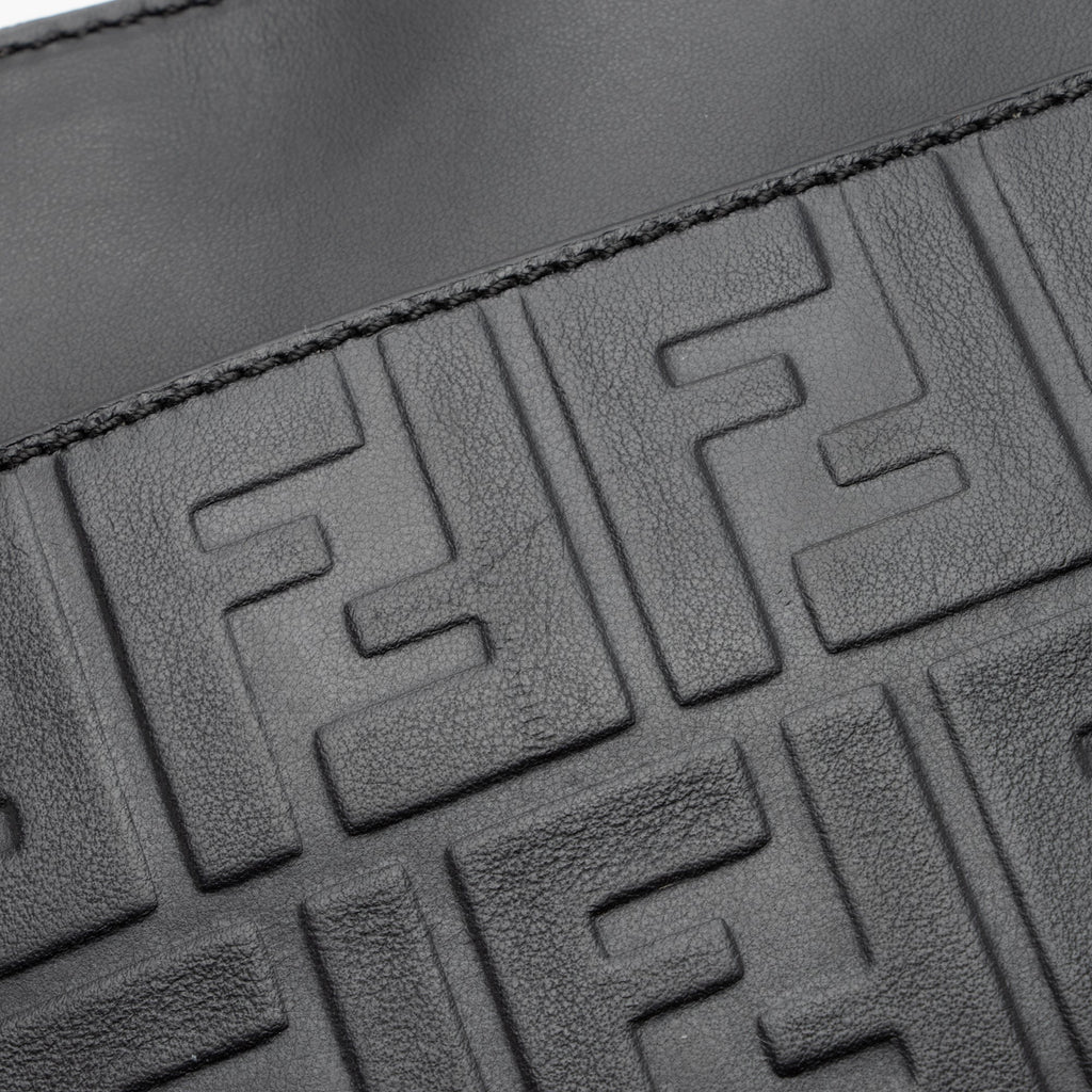 Fendi FF Embossed Calfskin St. Zucca Messenger (SHF-QOa4iu)