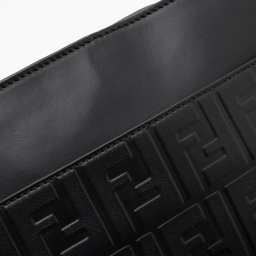 Fendi FF Embossed Calfskin St. Zucca Messenger (SHF-QOa4iu)