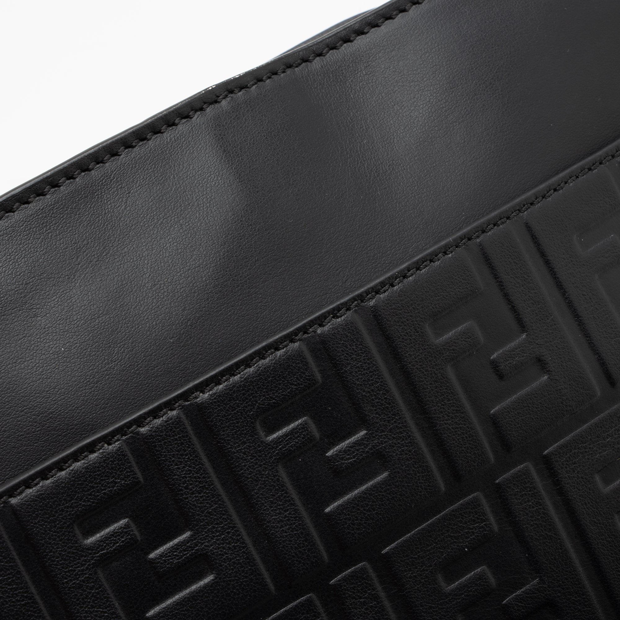 Fendi FF Embossed Calfskin St. Zucca Messenger (SHF-QOa4iu)