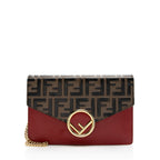 Fendi FF Embossed Calfskin Wallet on Chain Mini Bag (SHF-20480)
