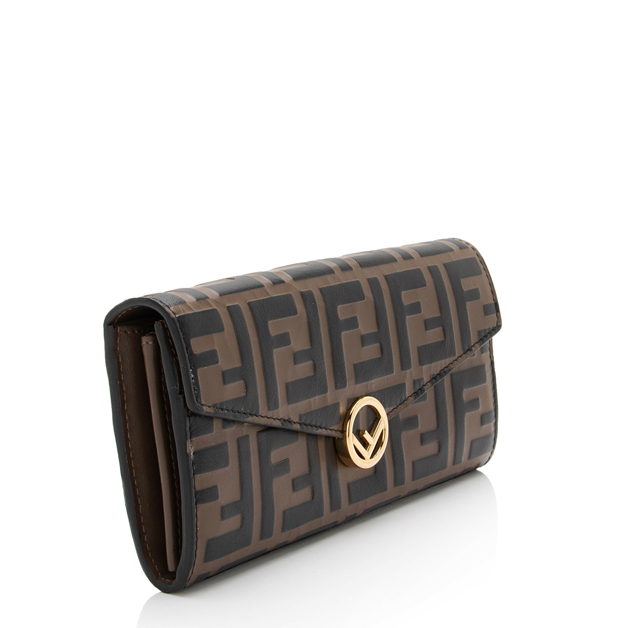 Fendi FF Embossed Leather F is Fendi Continental Wallet (SHF-WjgAL8)