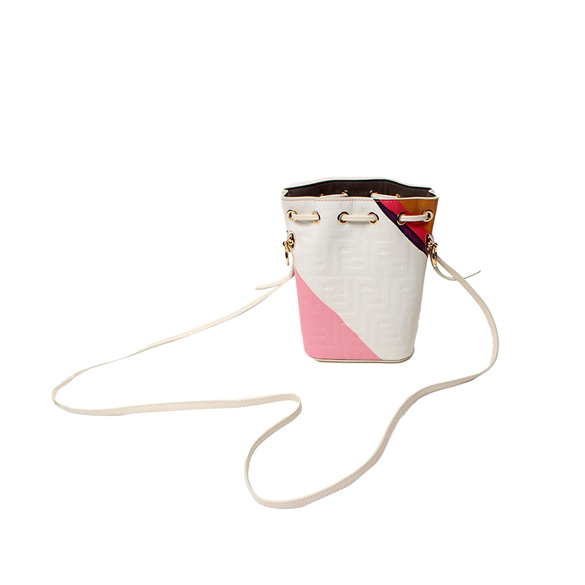 Fendi FF Embossed Striped Mini Mon Tresor Bucket Bag (SHG-ryQxMo)