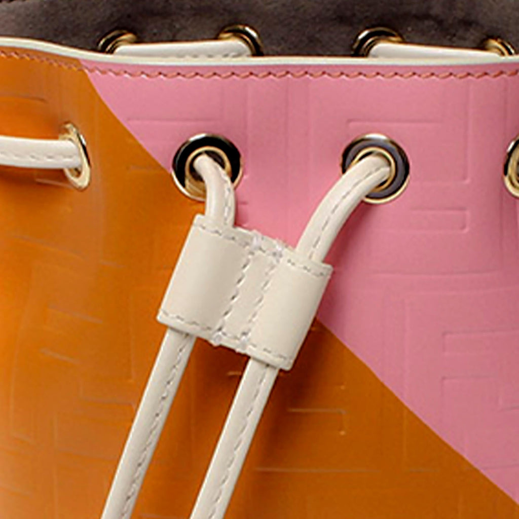 Fendi FF Embossed Striped Mini Mon Tresor Bucket Bag (SHG-ryQxMo)